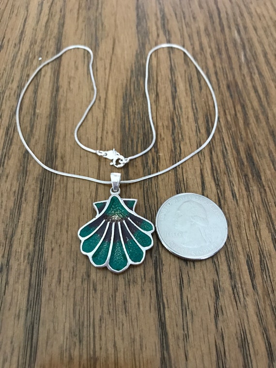 Sterling Silver and Enamel Pendant Necklace, 16” - image 2