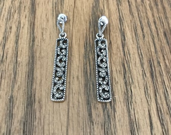 Sterling Silver and Marcasite Dangle Earrings