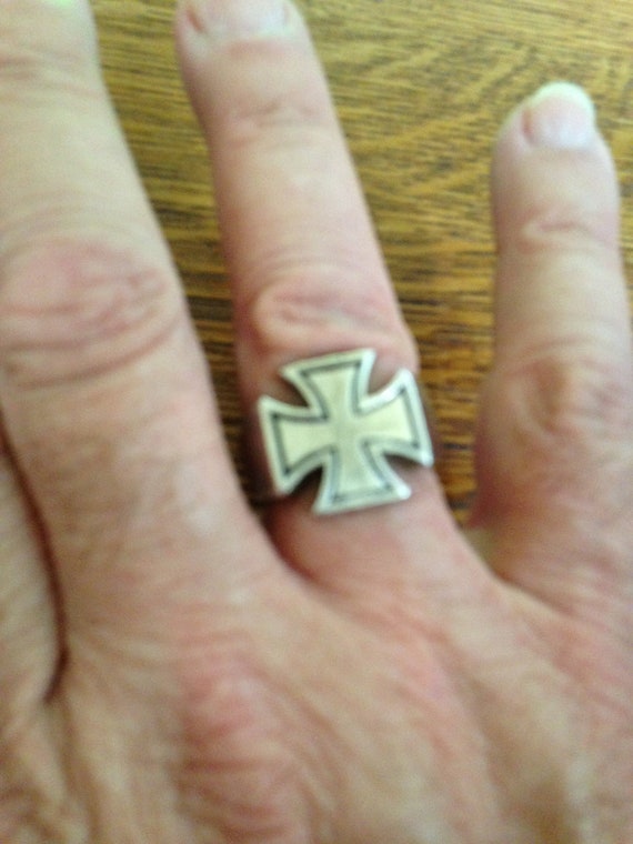 Mens Sterling Silver Cross Ring