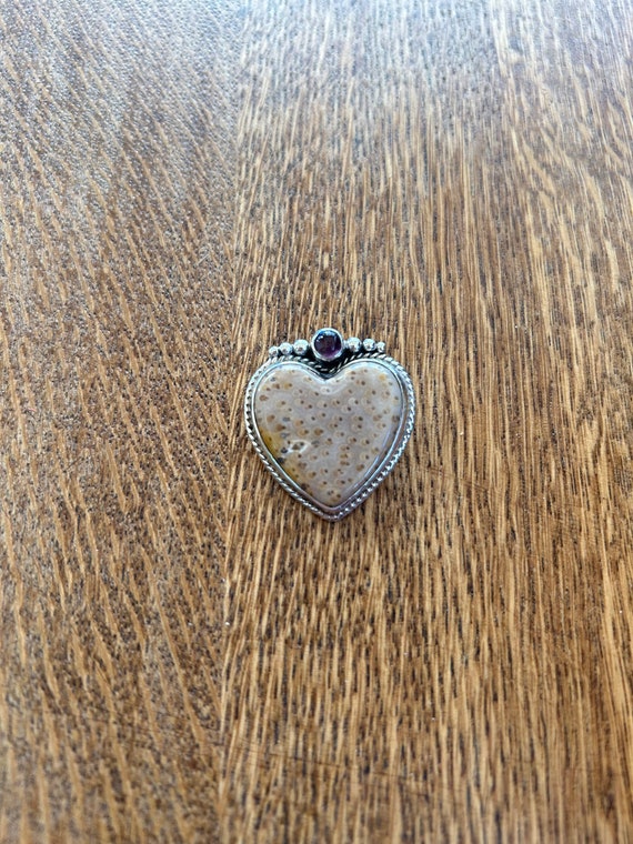 Sterling Silver Jasper and Amethyst Heart Shaped P