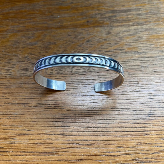 Navajo Sterling Silver Cuff Bracelet, 7” J Manuel… - image 1