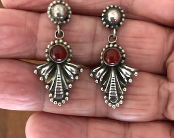 Sterling Silver and Carnelian Dangle Earrings