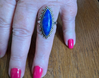 Sterling Silver and Lapis lazuli Ring, size 9