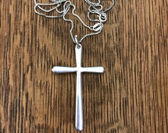 Sterling Silver 2” Cross Pendant 18” Necklace