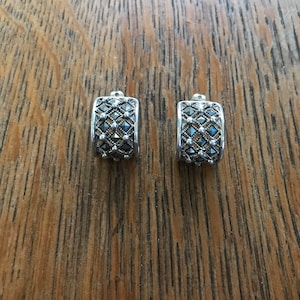 Sterling Silver and Marcasite C-Hoop Earrings