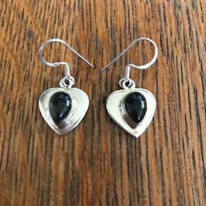 Sterling Silver and Onyx Teardrop Dangle Earrings