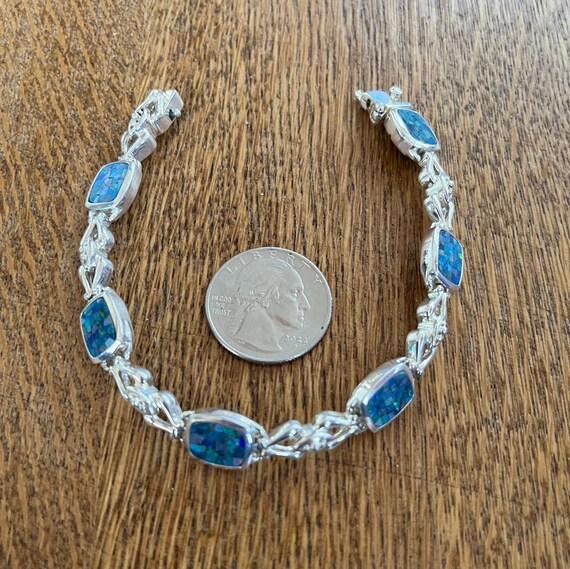 Sterling Silver and Opal Link Bracelet, 7 1/4” - image 7