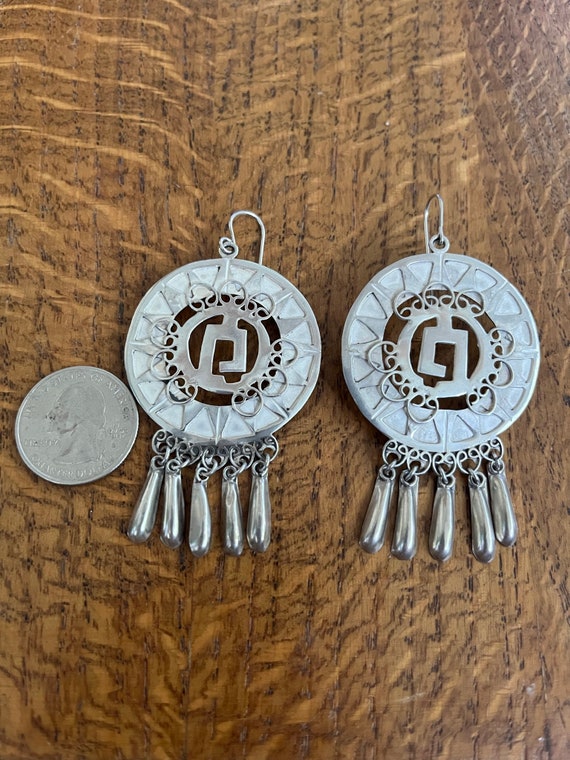 Taxco Mexico Sterling Silver Dangle Earrings - image 2