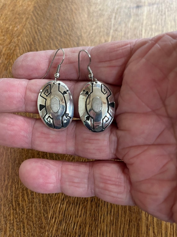Native American Sterling Silver Dangle Earrings - image 3