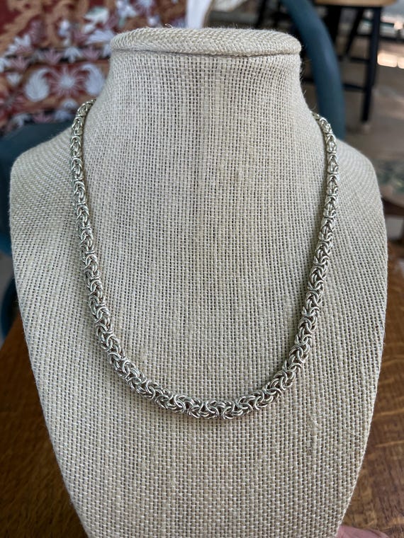 Sterling Silver Byzantine Chain Necklace, 18”