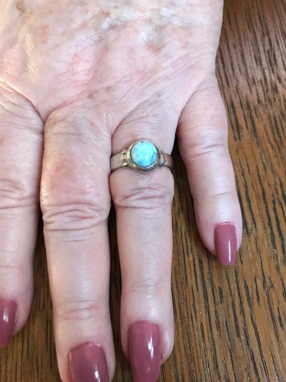 Sterling Silver and Larimar Ring, size 9 1/4 - image 1