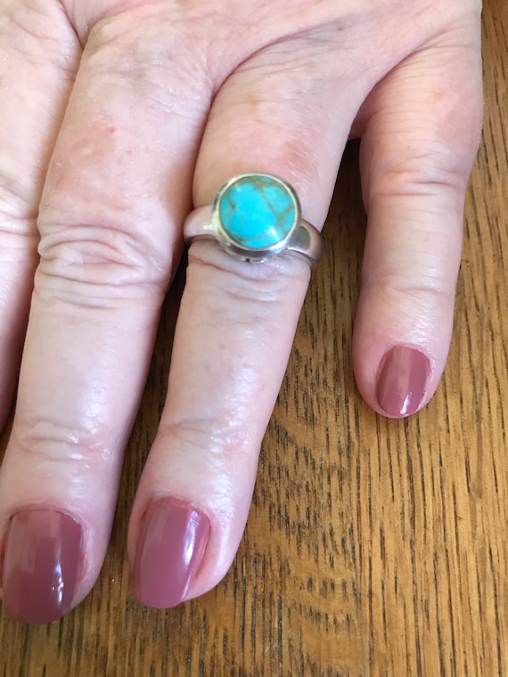 Sterling Silver and Turquoise Ring, size 8 - image 1