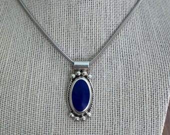 Sterling Silver and Lapis lazuli Pendant Necklace 18”