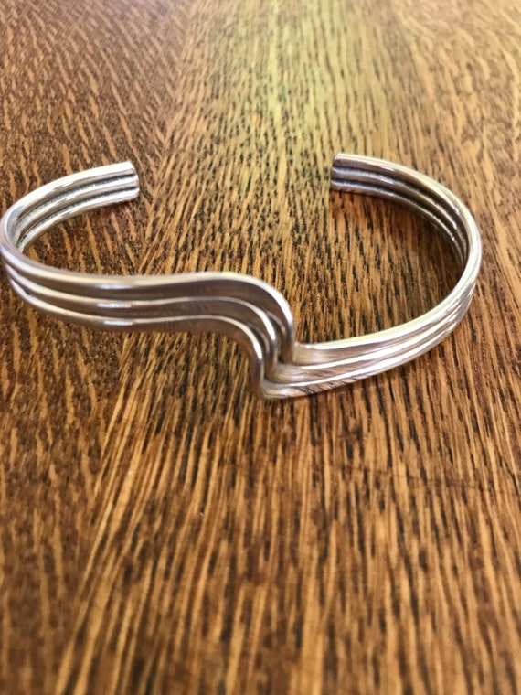 Three strand Wave Sterling Silver Link Bracelet