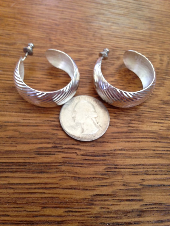 Large Sterling Silver Hoop Earrings Gem