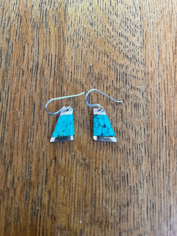 Native American Sterling Silver and Turquoise Dang