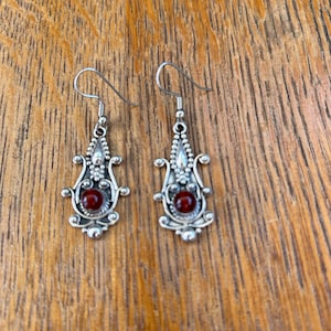 Sterling Silver and Carnelian Dangle Earrings
