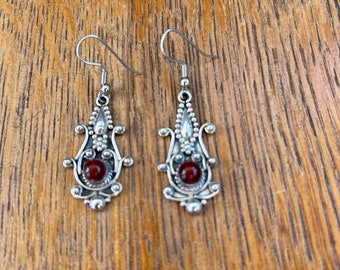 Sterling Silver and Carnelian Dangle Earrings