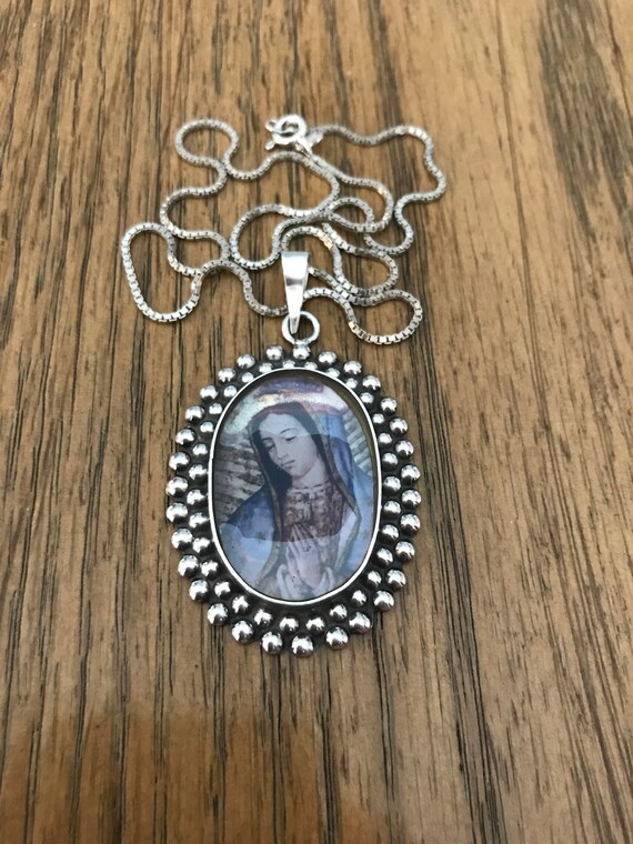 Sterling Silver Madonna Pendant and 18 Necklace Etsy