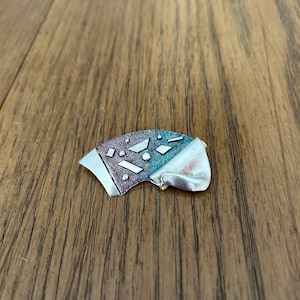 Modern Sterling Silver Oxidized Brooch Pin
