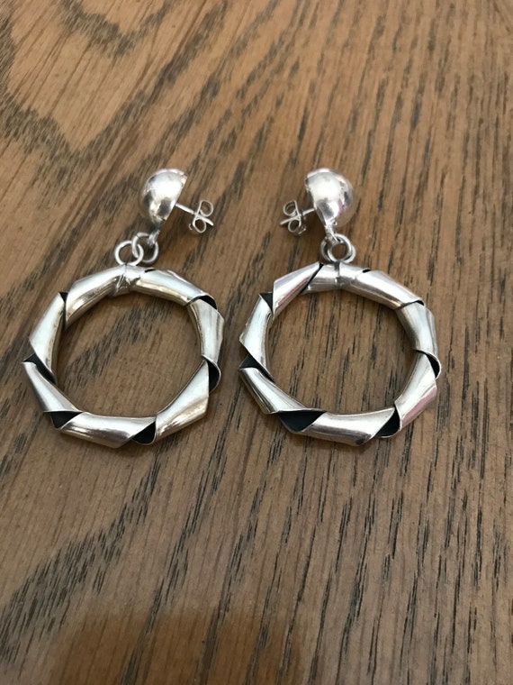 Sterling Silver Dangle Hoop Earrings