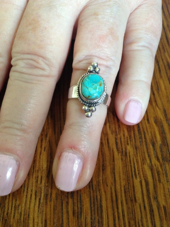 Turquoise Sterling Silver Ring - image 1