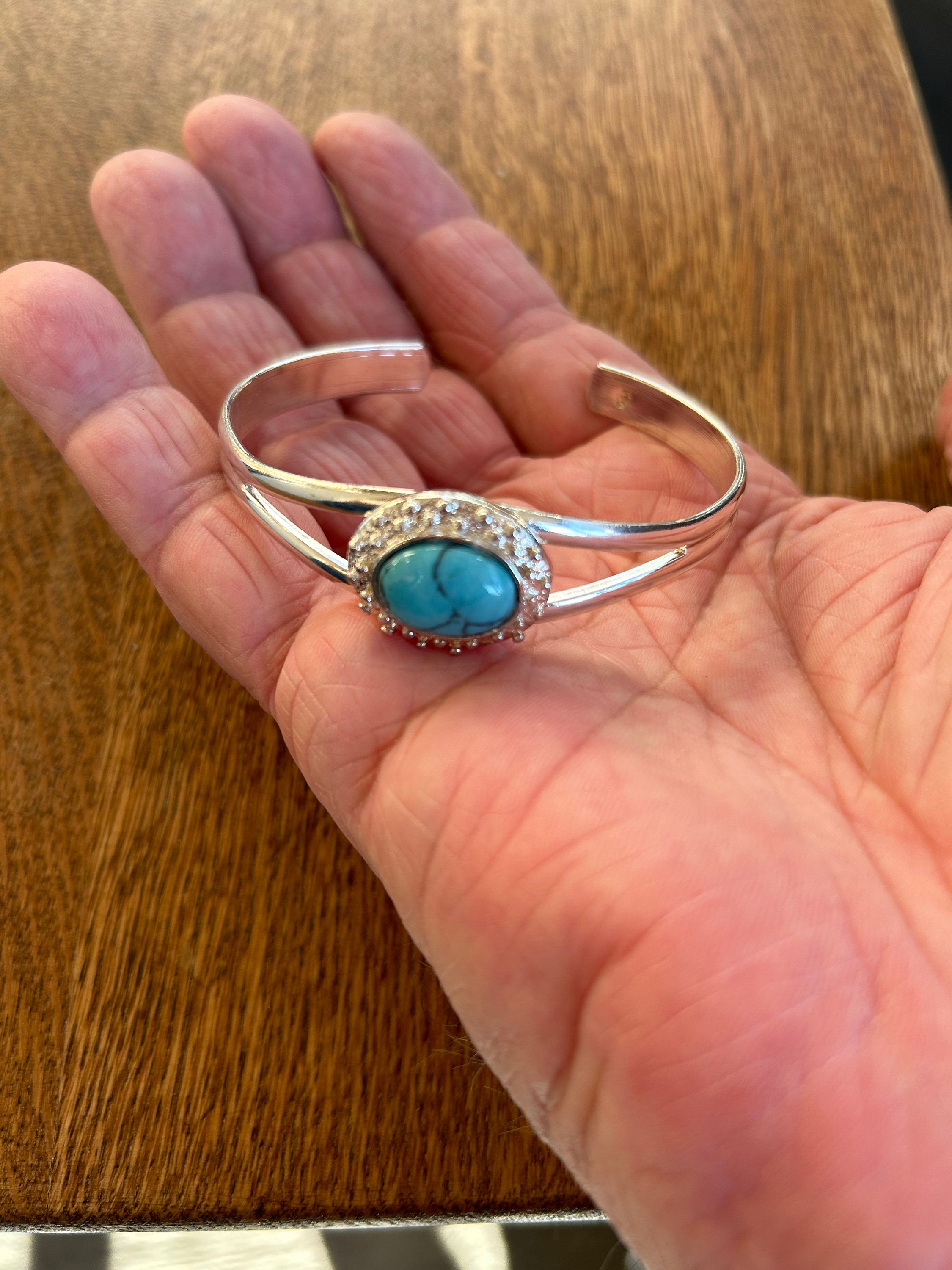 キャピタル　バングル　ブルー Sterling Silver and Turquoise Cuff Bracelet 7” - Etsy