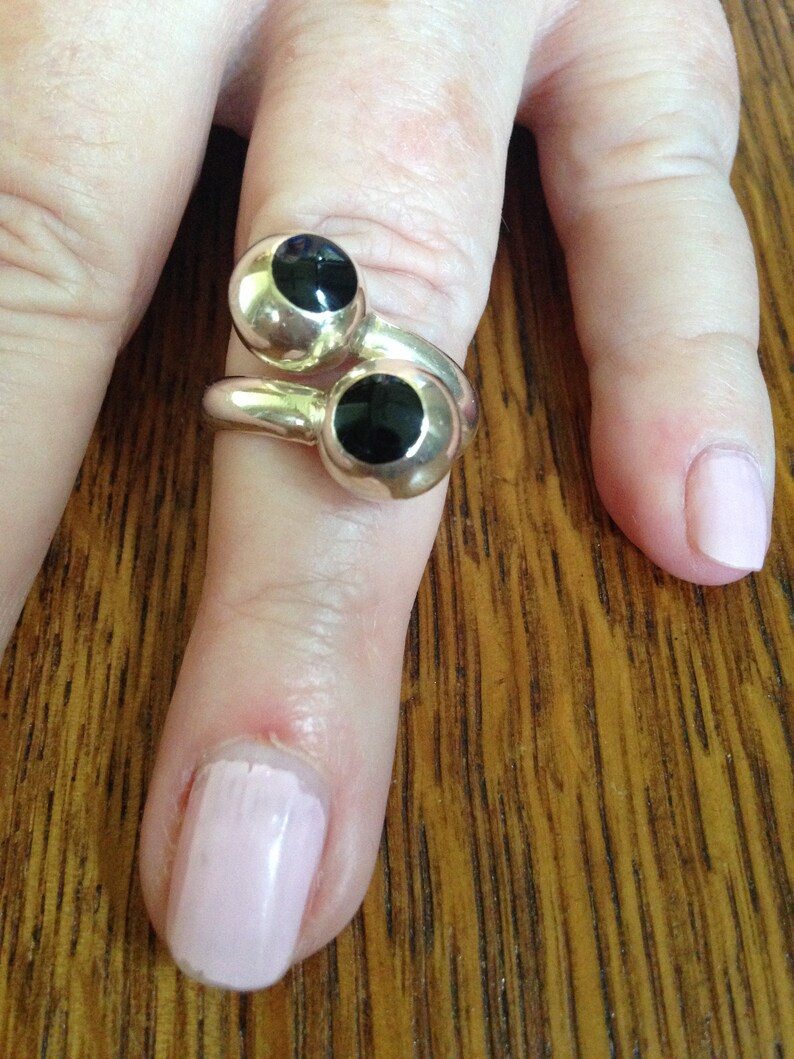Sterling Silver and Onyx Wrap around Ring