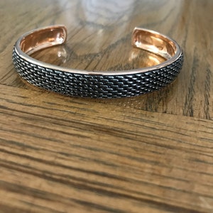 Gold and Black Sterling Silver Oxidized Cuff Bracelet