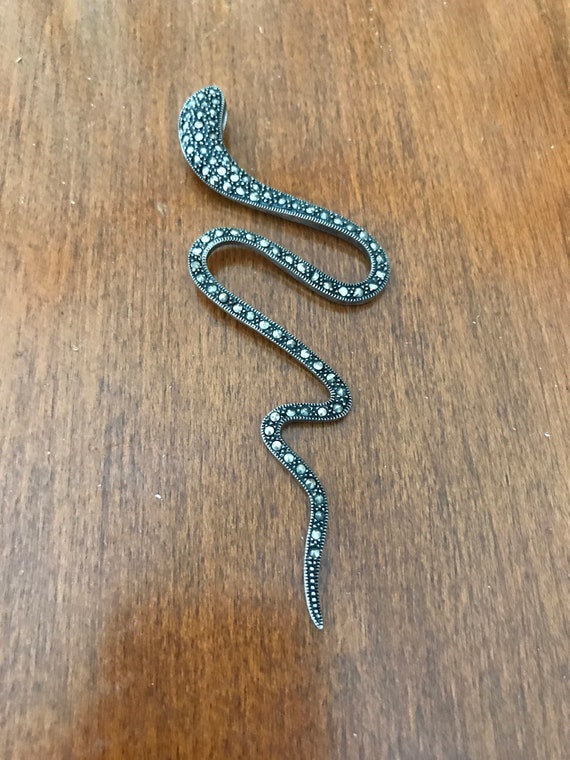 Sterling Silver and Marcasite Snake Pendant
