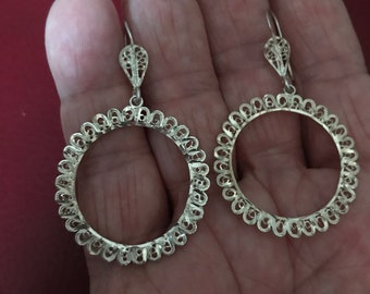 Sterling Silver Circle Dangle Earrings