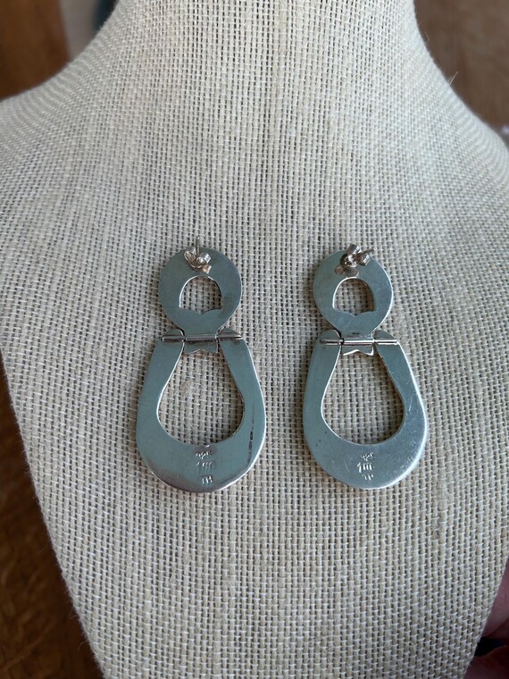 Large Sterling Silver Hinged Dangle Earrings - image 3