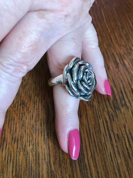 Sterling Silver Electro form Rose Ring, size 6 Gem