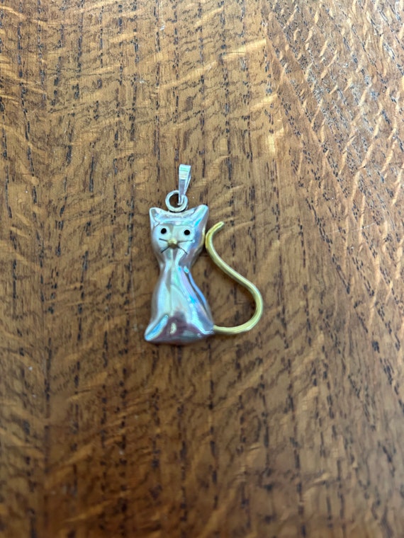 Sterling Silver and Gold Kitty Cat Pendant