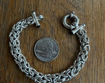 Sterling Silver Byzantine Chain Bracelet, 7”