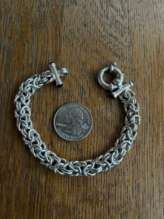 Sterling Silver Byzantine Chain Bracelet, 7”