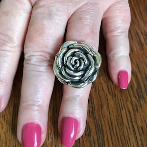 Sterling Silver Electro form Rose Ring, size 6