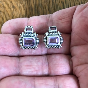 Sterling Silver and Amethyst Latch-back Earrings