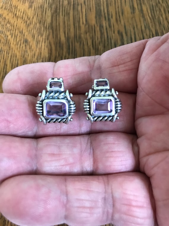 Sterling Silver and Amethyst Latch-back Earrings