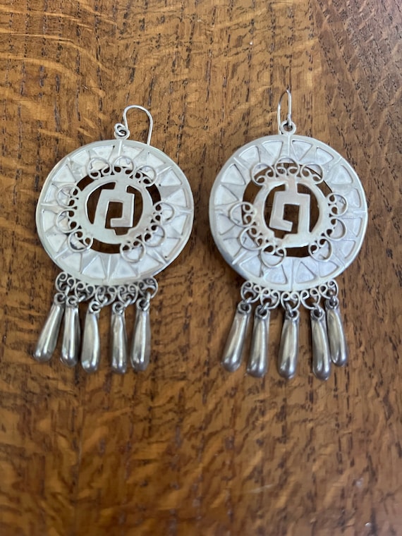Taxco Mexico Sterling Silver Dangle Earrings - image 1