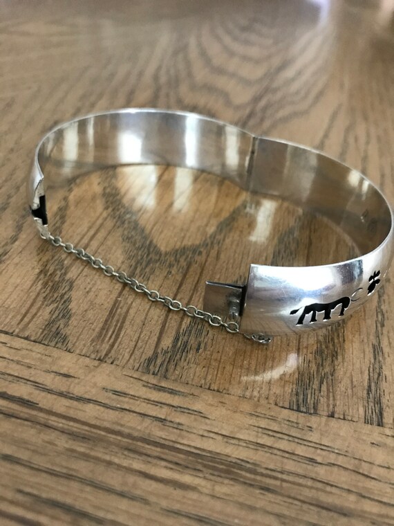 Sterling Silver Bangle Bracelet with Horse and Bu… - image 4