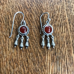 Sterling Silver and Carnelian Dangle Earrings