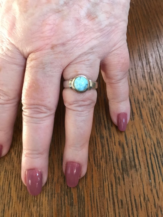 Sterling Silver and Larimar Ring, size 9 1/4 - image 4