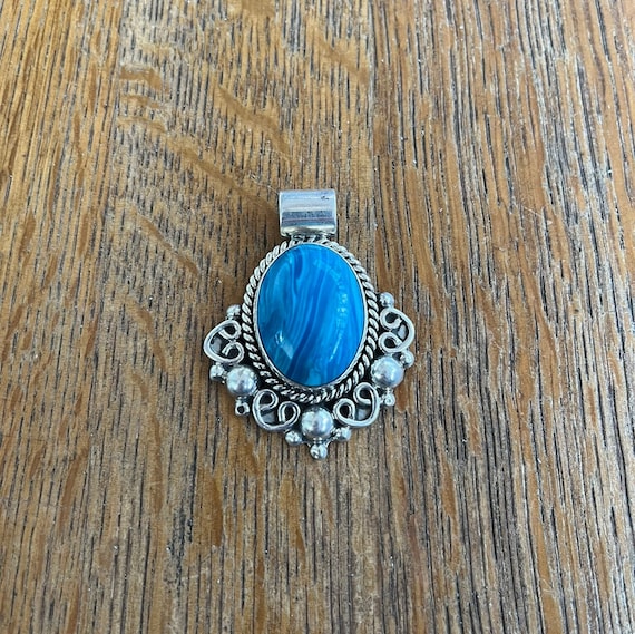 Sterling Silver and Blue Earth stone Pendant