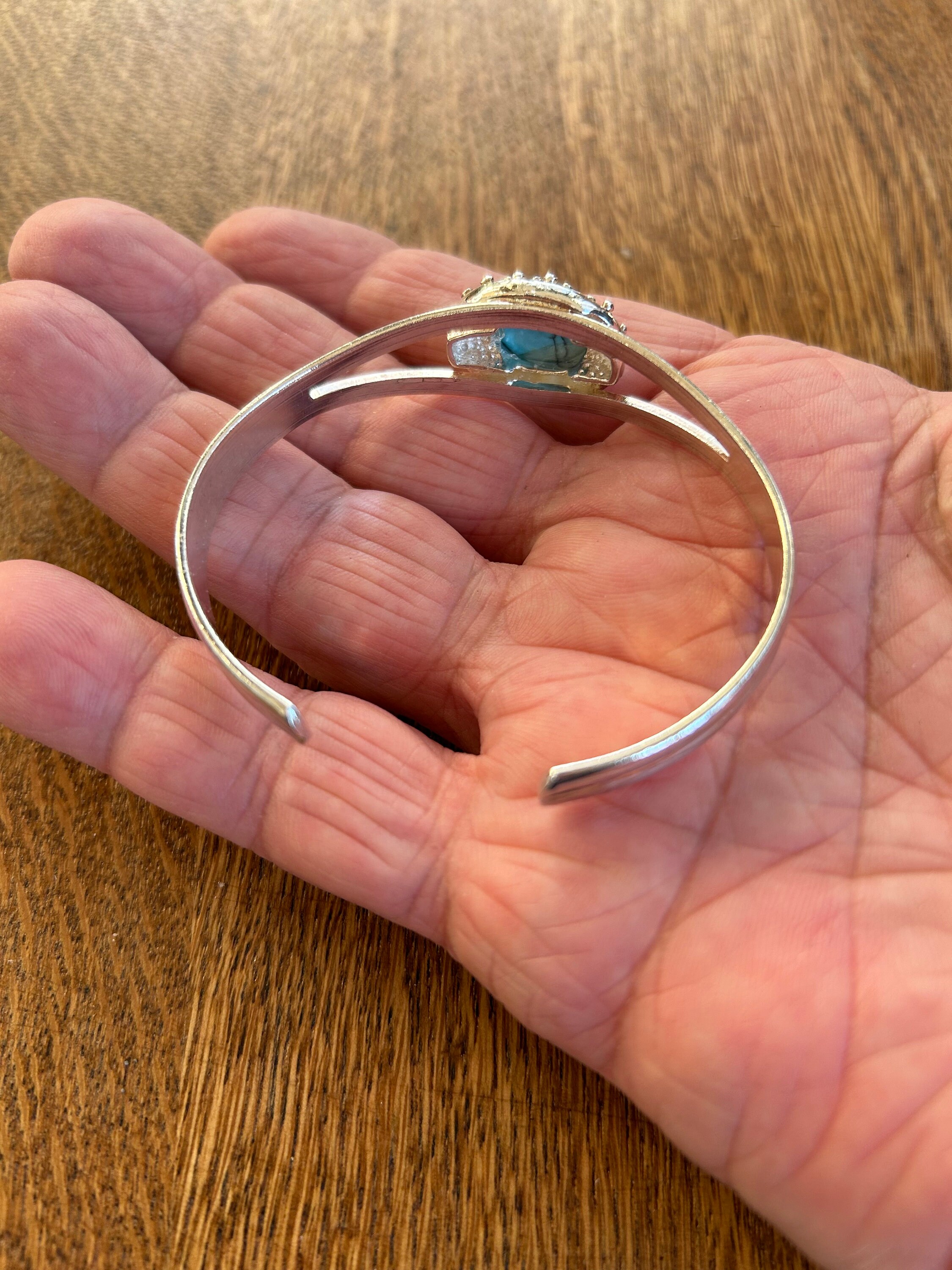 キャピタル　バングル　ブルー Sterling Silver and Turquoise Cuff Bracelet 7” - Etsy