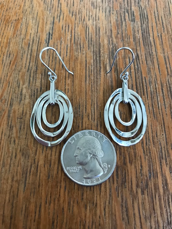 Sterling Silver Circular Drop Dangle Earrings - image 2