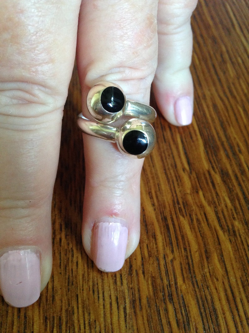 Sterling Silver and Onyx Wrap around Ring
