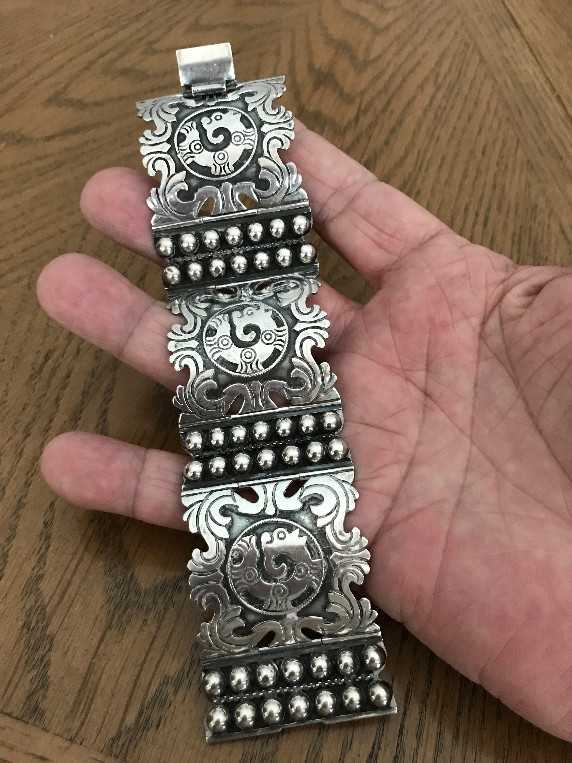 アクセサリー Mexican silver bracelet vintage Mexican Silver Bracelet, Sterling, Handmade, Wide - Etsy