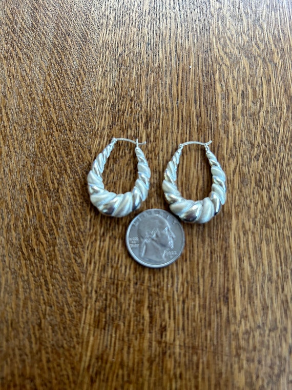 Sterling Silver Hoop Earrings 1 1/2” long - image 2
