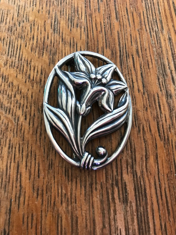 Danecraft Sterling Silver Floral Brooch